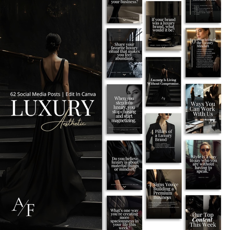 Dark Luxury Social Media Templates | 62 Canva Posts for Coaches - Etsy