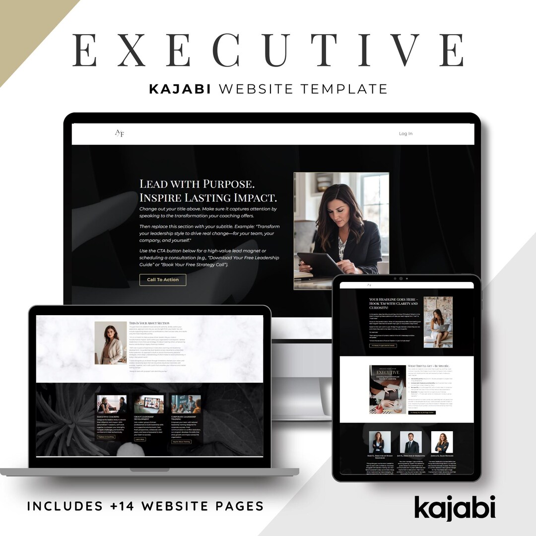 Executive Kajabi Website Template: Modern Coaching Theme (16 Pages) - Etsy