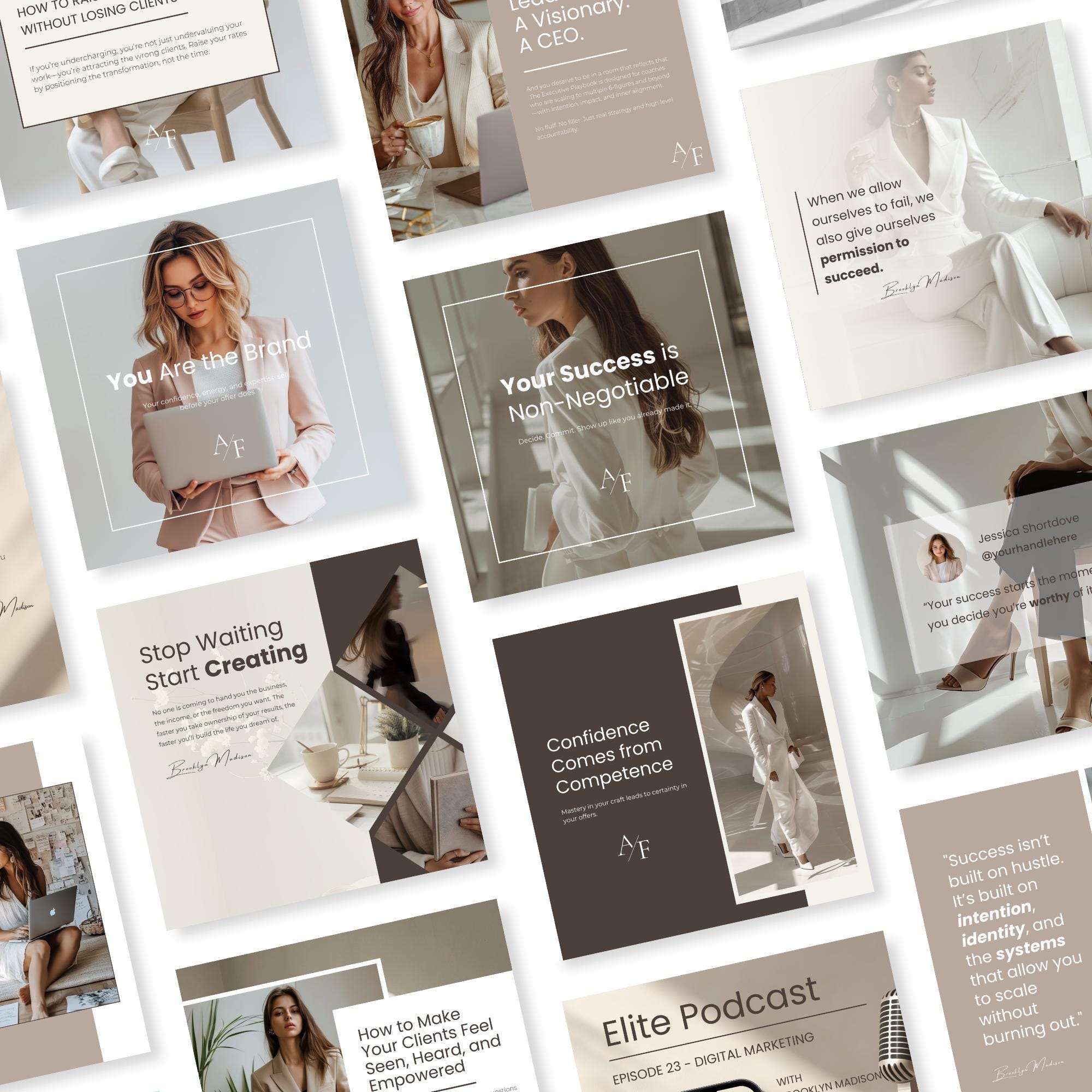Neutral Social Media Canva Templates: Elegant Posts for Coaches - Etsy