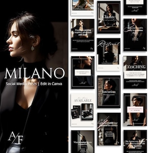 Canva-mallar för sociala medier i Milano för prisvärda coacher och onlinekursskapare