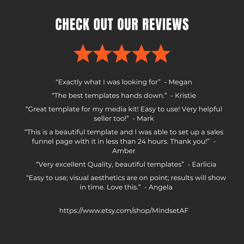 Compilation of Etsy Canva Template reviews for my shop