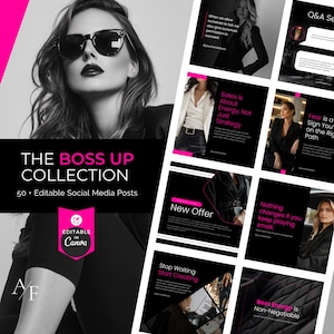 Boss Up Social Media Templates | 50+ Canva Social Media Posts for Coaches, Female Entrepreneurs | Done-For-You Instagram & Facebook Content