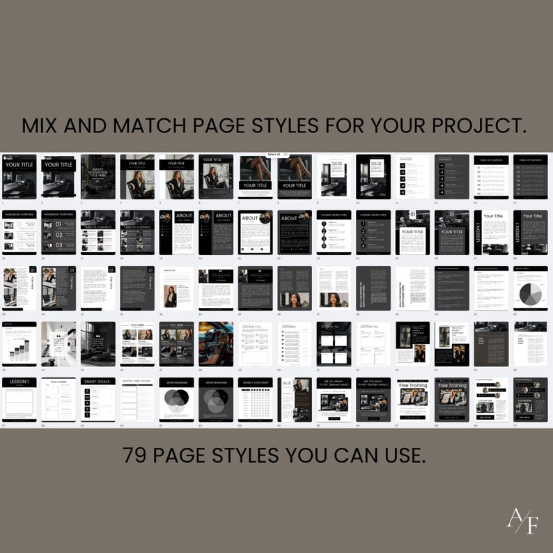 Here's a look at the vast variety of page template styles that you can use for your project.