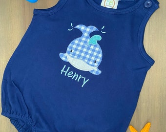 Personalized Applique Whale Bubble or Shirt, perfect for the beach