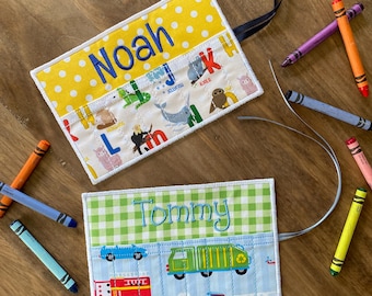 Personalized Crayon Holder - Travel Crayon Roll for Kids