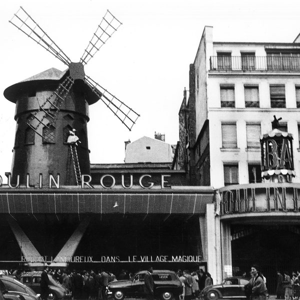 Moulin Rouge, Moulin Rouge Can-Can Dance, Paris France 1940, Paris France, Paris. Vintage Paris France, France, black & white vintage photos