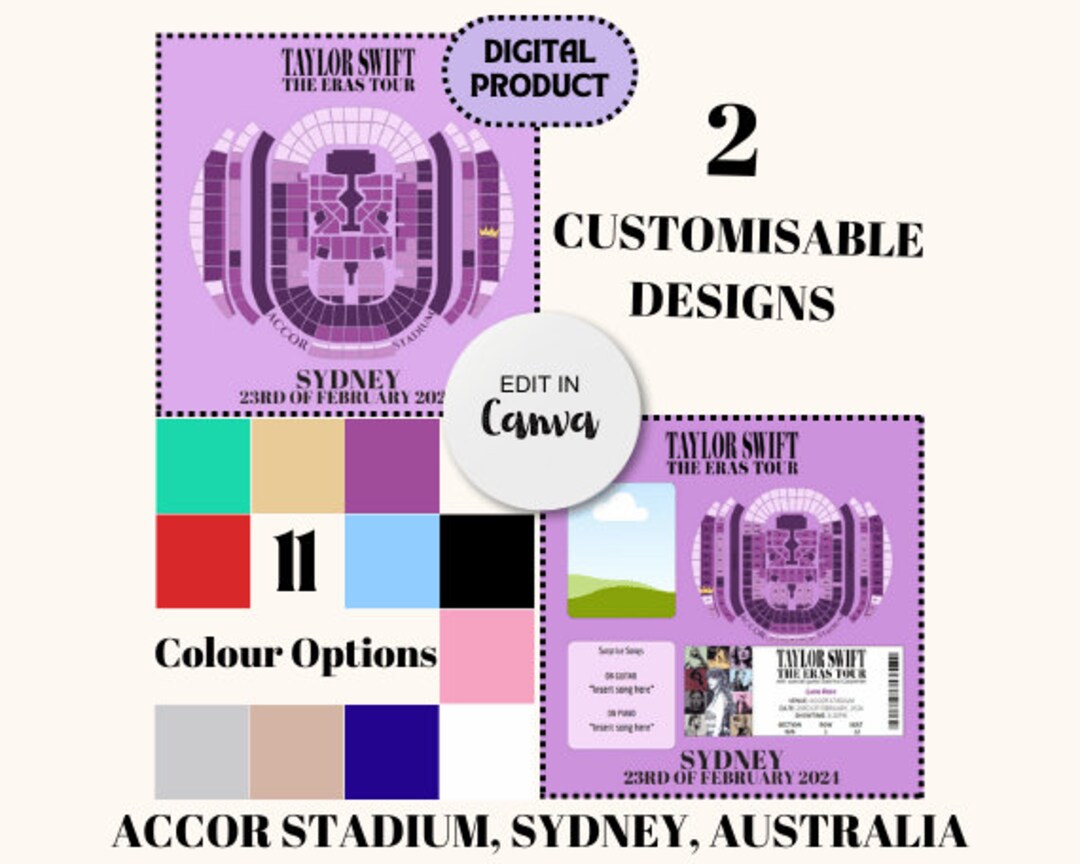 Taylor Swift ERAS Tour Memorabilia Customisable Digital Print SYDNEY
