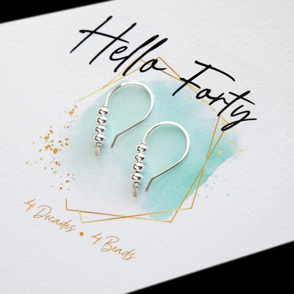 40th Birthday Earrings, made of  925 Sterling Silver Beads and wire. Lightweight. Handmade USA