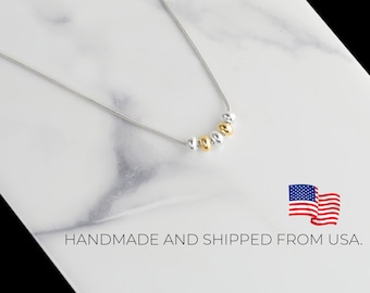 Gift Women,Birthday Gift For Her,Gift For Friend,Sterling Silver MixedMetal Necklace, Minimalist, Classic, and Delicate Necklace,HandmadeUSA