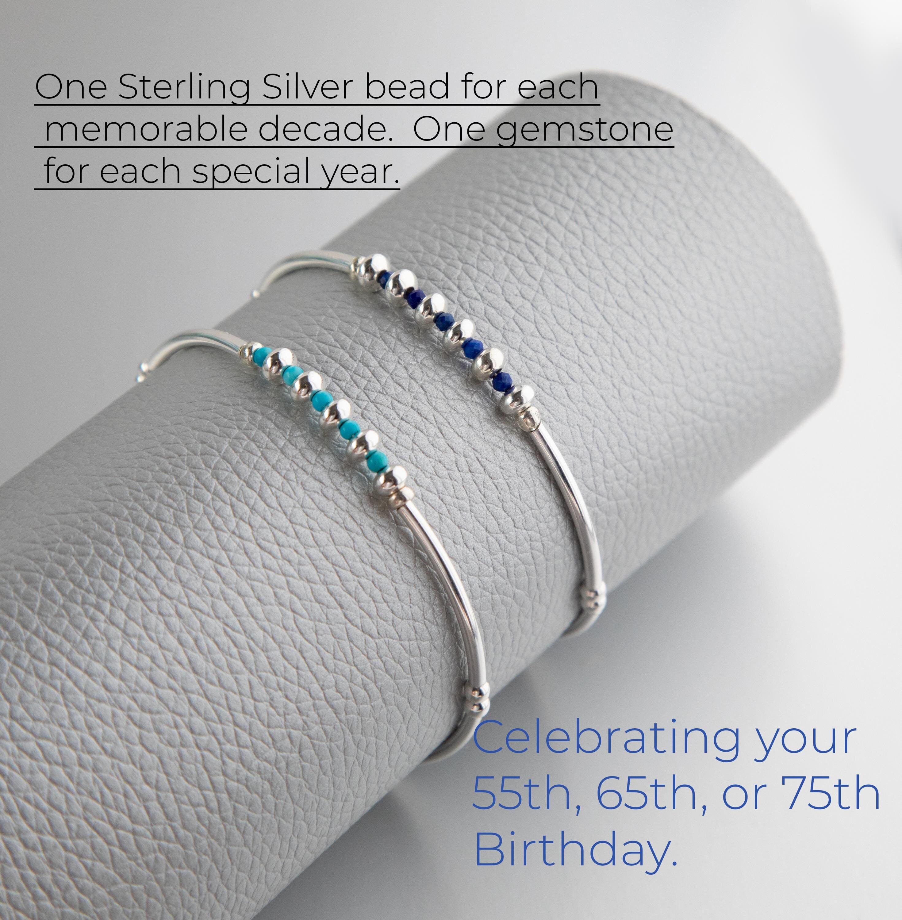 Sterling Silver Gemstone Bracelet: Milestone Birthday Gift, Handmade ...