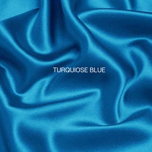 Blue Satin Charmeuse Fabric, High Quality Silky, Sold by the yard 60 Wide Inches Used for Decorations, Clothing, Wedding, Dresses