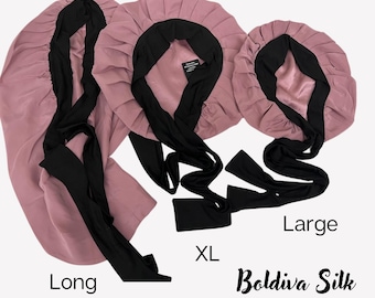 Long Silk Bonnets, 100% Mulberry Silk Caps, All sizes available up to 5xl