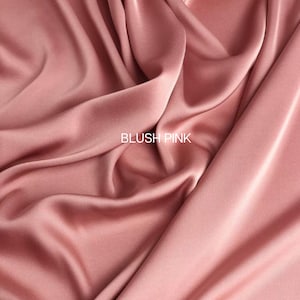 Blush rosa seidiger Charmeuse Satin Stoff Meterware | weitere Unifarben | DIY Gesichtsmasken,Schlafmasken,Haargummi,Brautstoff