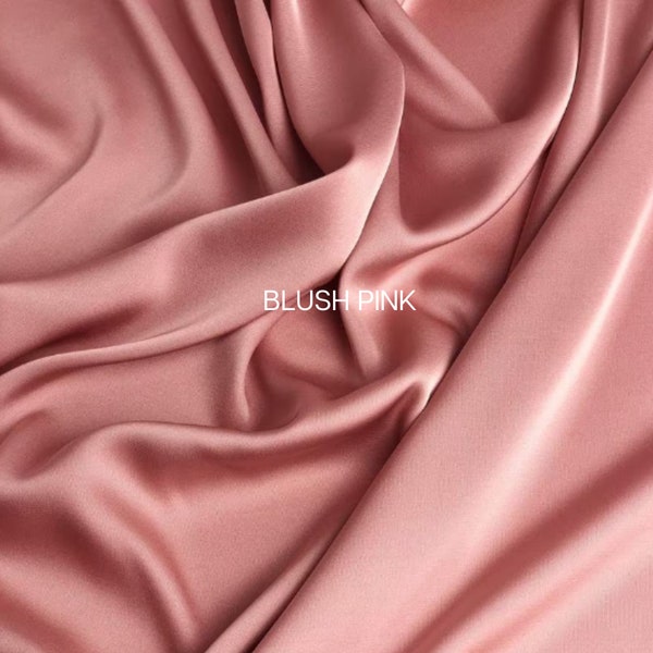 Blush Pink Silky Charmeuse Satin Fabric by the Yard | more Solid Colors | DIY face masks ,sleep masks, hair scrunchy, bridal fabric