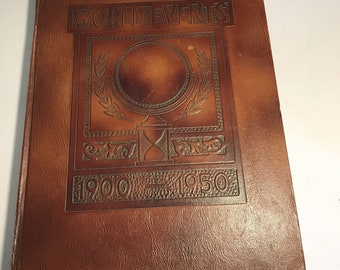 Livre sur les événements du monde vintage des années 1900 à 1950 Couverture gaufrée 14 Copyright 1950