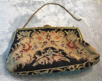 Vintage Embroidered Floral Flowers Purse Bag Handbag Austria