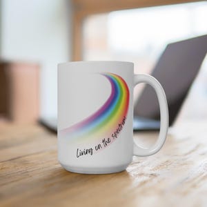 Living on the Spectrum Ceramic Mug 11oz\15oz - Colorful Rainbow Design, Gift for Autism Awareness, Coffee Lover, Tea Lover, Home, Office