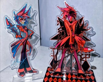 Alastor Hazbin Hotel Goth Geïnspireerde Standee, Alastor en Lucifer Acryl Sandwich Stand