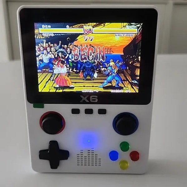 X6 Lettore di gioco portatile con schermo IPS da 3,5 pollici Doppio joystick 11 simulatori Console per videogiochi GBA per bambini