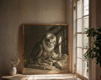 Búho sabio / Arte vintage / Descarga digital / Imprimible / Arte descargable / Decoración de pared / Decoración del hogar / Arte de pared / Impresión digital