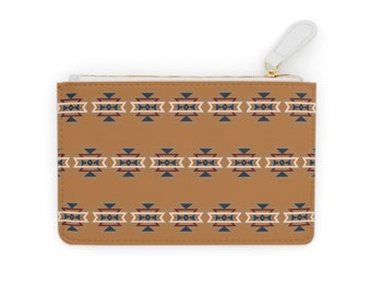 Beige Azteken Mini Clutch Tasche