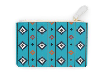 Blaue Azteken Mini Clutch Tasche