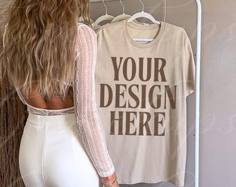 Sand Gildan 5000 T-Shirt Mockup, Bachelorette Shirt Mockup Boho Braut Styled Mockups Pinterest Ästhetik Trendy Cute Coastal Cowgirl Braut