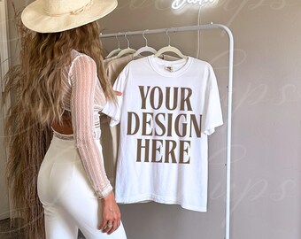 Comfort Colors 1717 Shirt Mockup, CC1717 Weißes T-Shirt, Bachelorette Shirt MockUp, Braut Mockup, Western Bach Party, Boho Brautparty PNG