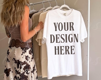 Weiß Comfort Colors 1717 Mockup, C1717 Lifestyle Mockup, Streetwear Mockup, Pinterest Influencer Mockup, Trendy Y2k, Western Tshirt