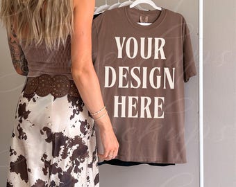 Espresso Comfort Colors 1717 Mockup C1717 Tshirt, Küstencowgirl, Pinterest Ästhetischer Influencer, Trendy Y2k Mock Up Übergroßes T-Shirt Mock