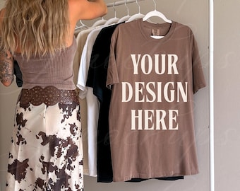 Espresso Comfort Colors 1717 Mockup C1717 Tshirt, Küstencowgirl, Pinterest Ästhetischer Influencer, Trendy Y2k Mock Up Übergroßes T-Shirt Mock