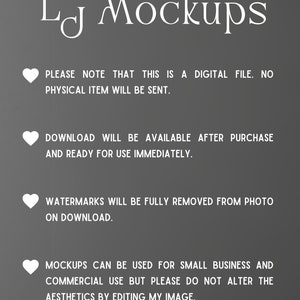 May include: Text overlay on a gray background with a white heart icon and the text "LJ Mockups". The text below the logo reads "PLEASE NOTE THAT THIS IS A DIGITAL FILE. NO PHYSICAL ITEM WILL BE SENT."