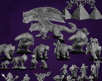 Jotunheim Vikings STL Bundle: D&D Vikings and Beast Miniatures (Digital Download)