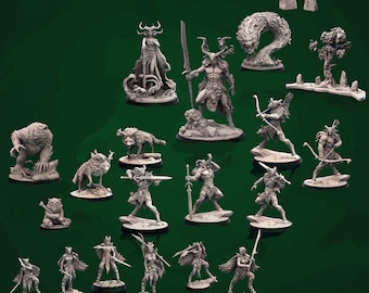 Paquete STL de Cazadores Feywild: Miniaturas de sátiro y bestia de D&D (descarga digital)