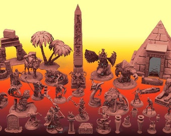 Mummy's Tomb STL Bundle - Premium-Loot Bundle - D&D - Mummy Lord - Werejackal - Sphinx