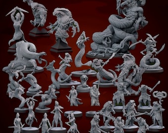 Yuan-Ti Serpent God STL Bundle - Mammoth-Sized Bundle - D&D - Snake - Naga