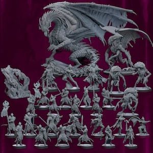 Underdark Vampires STL Bundle: D&D Dragon, Drow, Draegloth Miniatures (Digital Download)