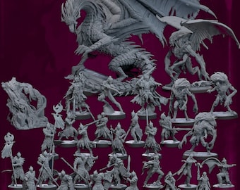 Underdark Vampires STL Bundle - Mammoth-Sized Bundle - D&D - Dragon - Drow - Draegloth - Wyrm