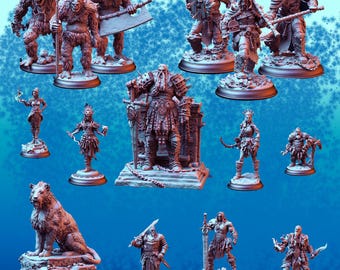 Pacote STL Monarquia Gigante de Gelo: Miniaturas Viking e Gigantes de D&D (Download Digital)
