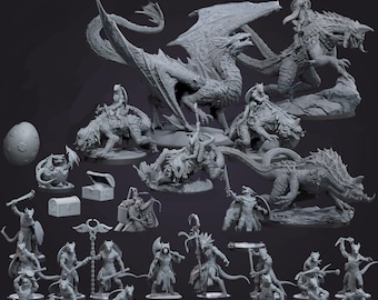 Kobold Keep STL Bundle - Mammoth-Sized Bundle - D&D - Dragon - Kobold - Army