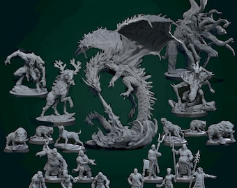 Animal Abominations STL Bundle - Mammoth-Sized Bundle - D&D - Dragon- Mutant - Beasts