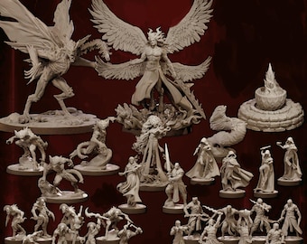 Cult of Blood STL Bundle: D&D Archangel and Fiend Miniatures (Digital Download)