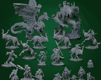 Feywild Ancients STL Bundle: D&D Primordial and Satyr Miniatures (Digital Download)