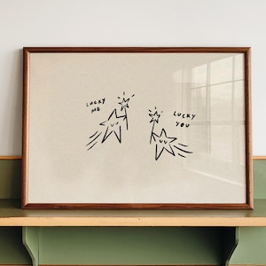 Handdrawn Stars Print: Lucky Me Lucky You (Digital Download, Landscape)