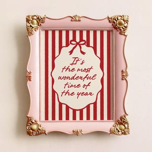 Bonita lámina navideña vintage para pared, ideal como regalo de decoración navideña cristiana para el hogar, con tipografía cursiva manuscrita de moda y lazo de cinta.