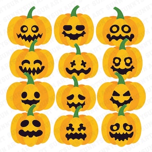 Pumpkin Carving Clipart, Scary Pumpkin Face, Jack O Lantern Face, Carved Pumpkin Graphic, Spooky Fall Autumn Art Decor, Happy Halloween PNGs