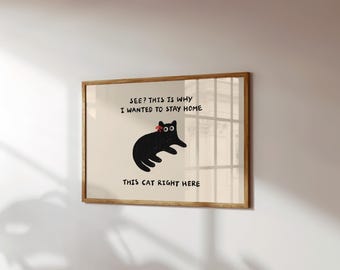 Funny Cat Parents Print, Aesthetic Hallway Wall Hanging, Funky Residential Lounge, Kitten Lovers Artwork
