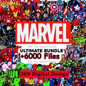 6000 Mega Bundle LAYERED Files, Avangers, IronMan, Thor, Deadpool, Captain America, Spider Man, Superhero PNG SVG Files Cricut Silhouette zdjęcie 1