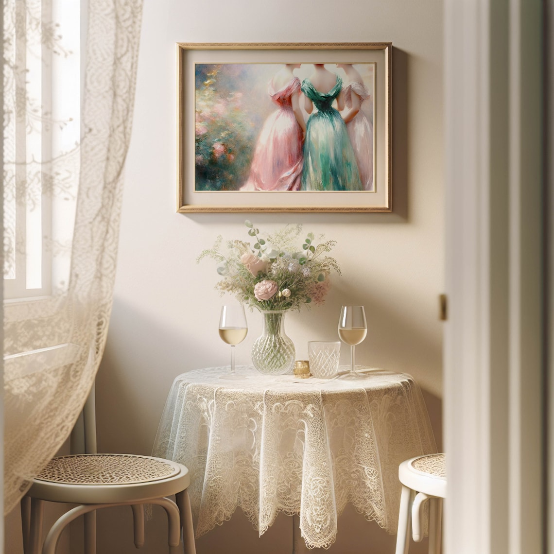 Pastel Regency Artwork, Dreamy Victorian Women Impressionism Painting ...