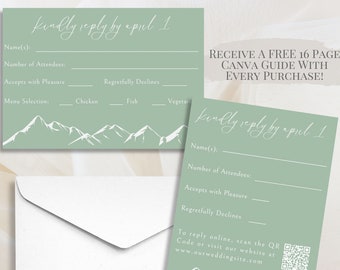 Rustic Wedding Invitation Template Download Printable Wedding Canva Template Mountain Wedding RSVP  Reply Template Sage Green Wedding SG1